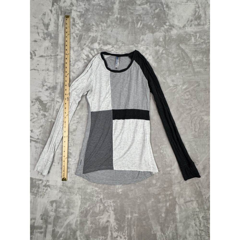 Mondetta Womens Top Shirt Active Size S Long Sleeve‎ Shirt Black Gray White